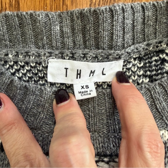 THML Gray Cropped Sheep Long Sleeved Sweater Size XS - Picture 2 of 7